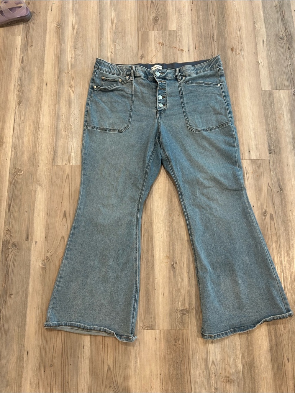 Women’s Blue Flared Button-Fly Jeans